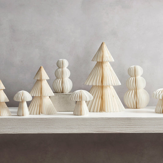 Decor Hut| Pleated Paper Christmas Trees, Large Set of 2, Ivory