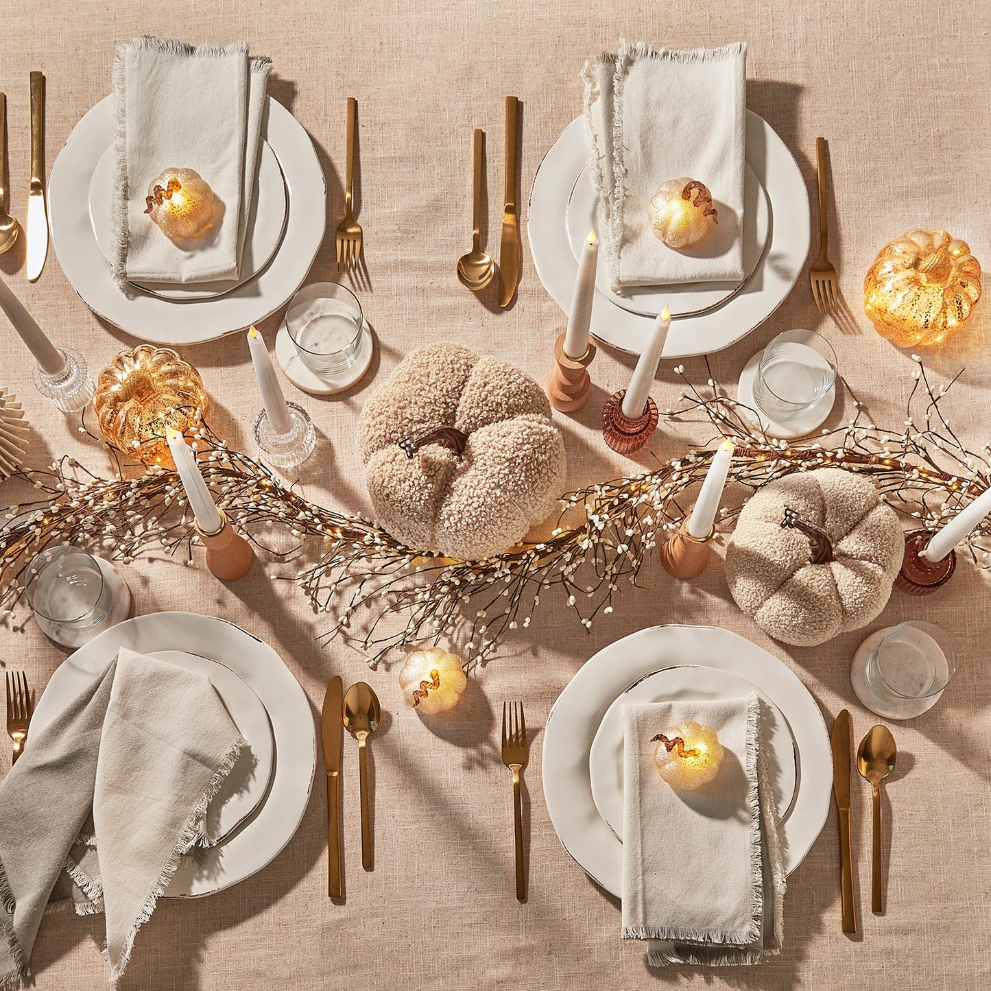 Gold Decor Hut| LED Pumpkins with Mercury Glass Finish, Set of 3