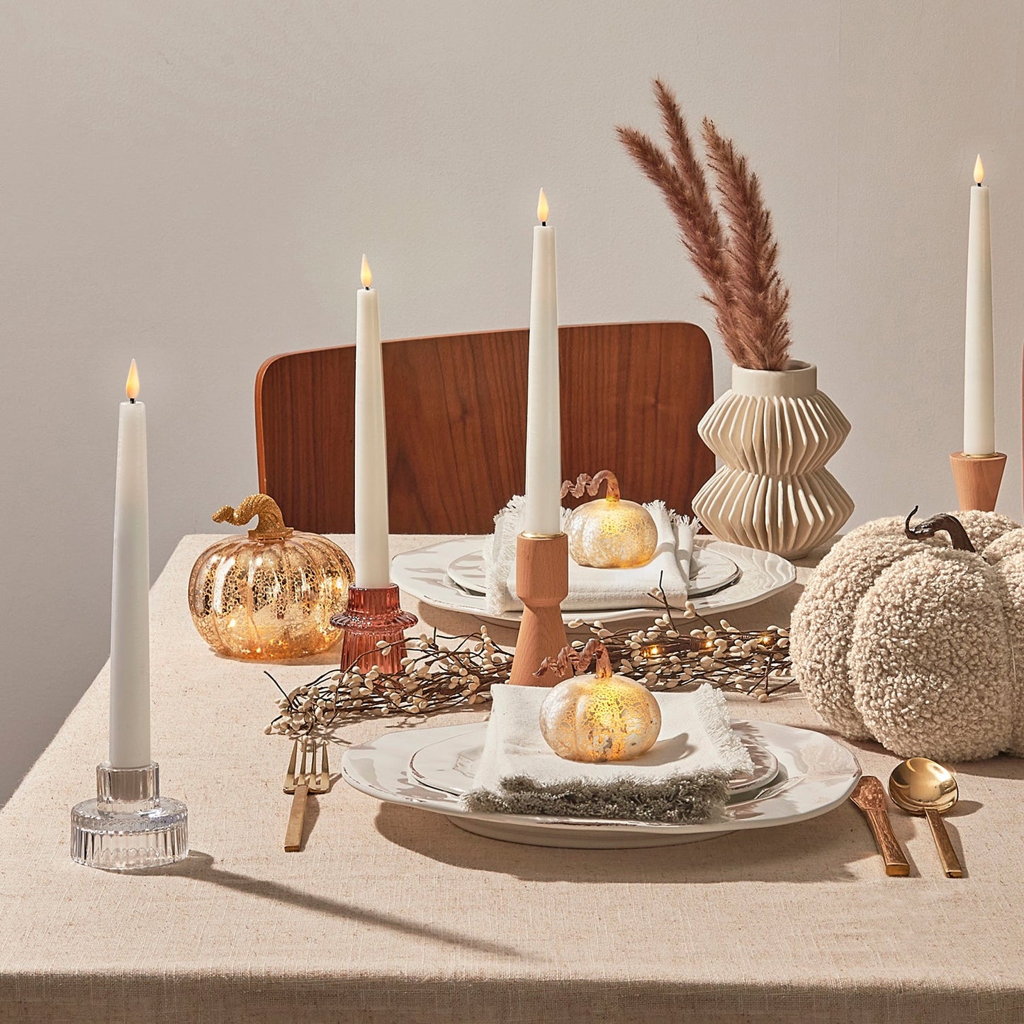 Gold Decor Hut| LED Pumpkins with Mercury Glass Finish, Set of 3