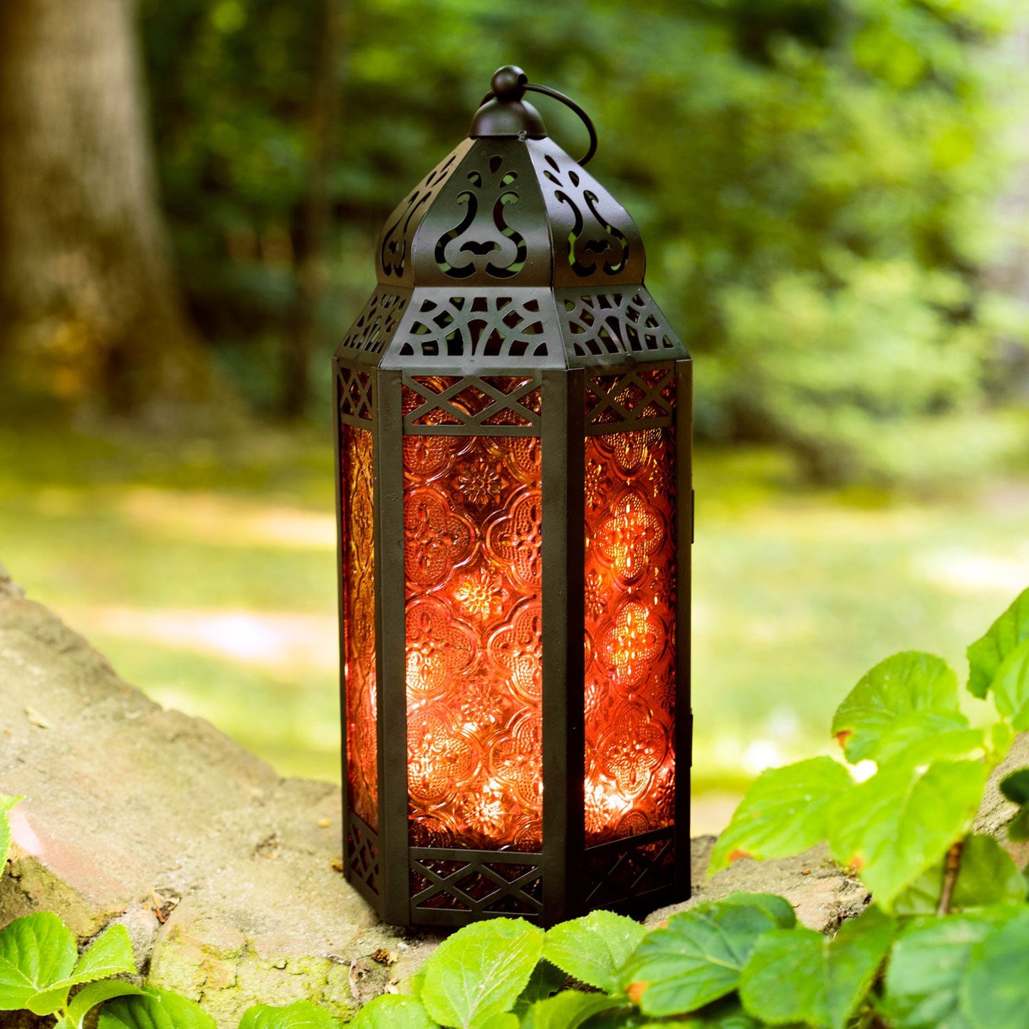 Decor Hut| Marrakesh Lantern with String Lights, Red