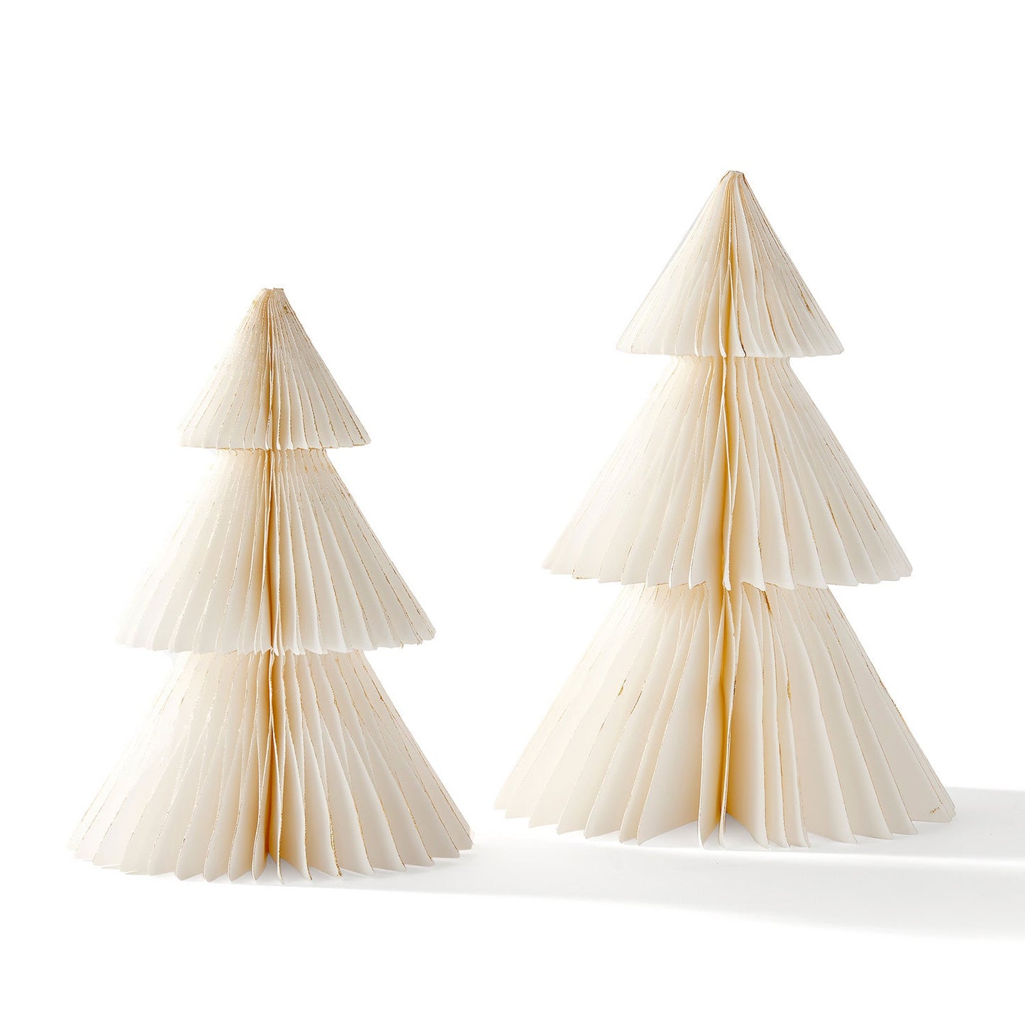 Decor Hut| Pleated Paper Christmas Trees, Large Set of 2, Ivory