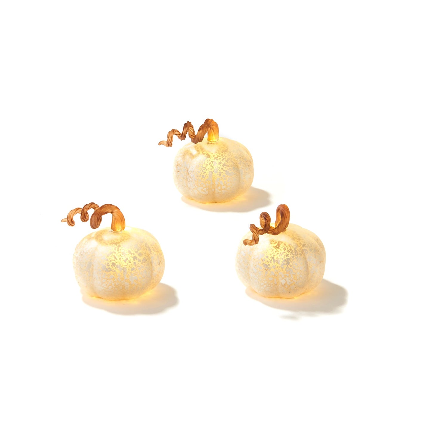 Decor Hut| Brynn Mini LED Pumpkins, White, Set of 3