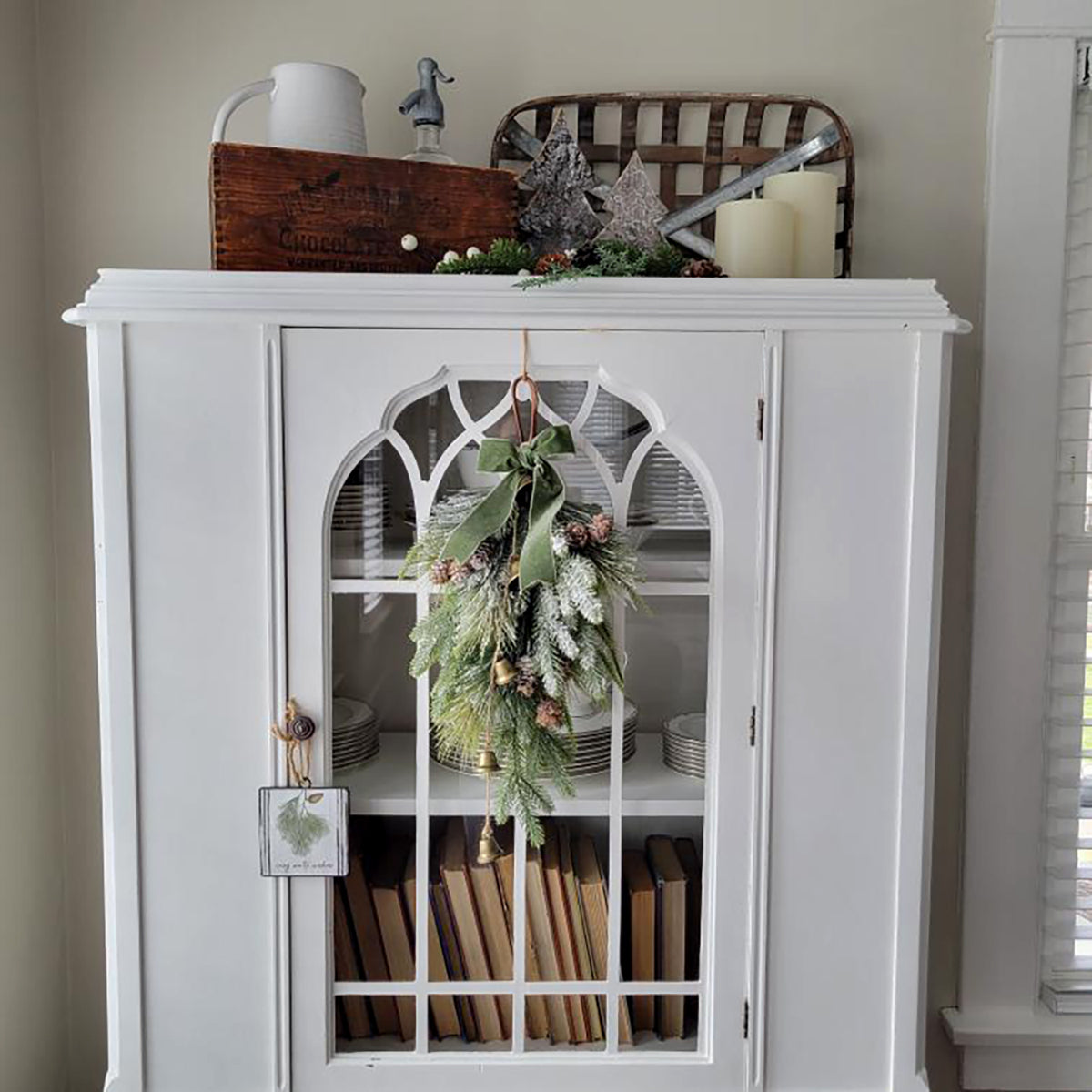 Decor Hut| Cypress Winter Swag with Bells and Velvet Bow