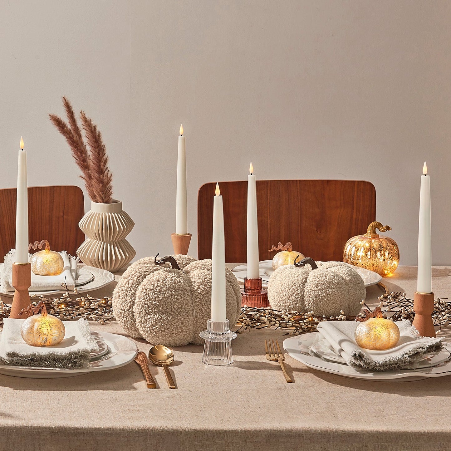 Decor Hut| Brynn Mini LED Pumpkins, White, Set of 3