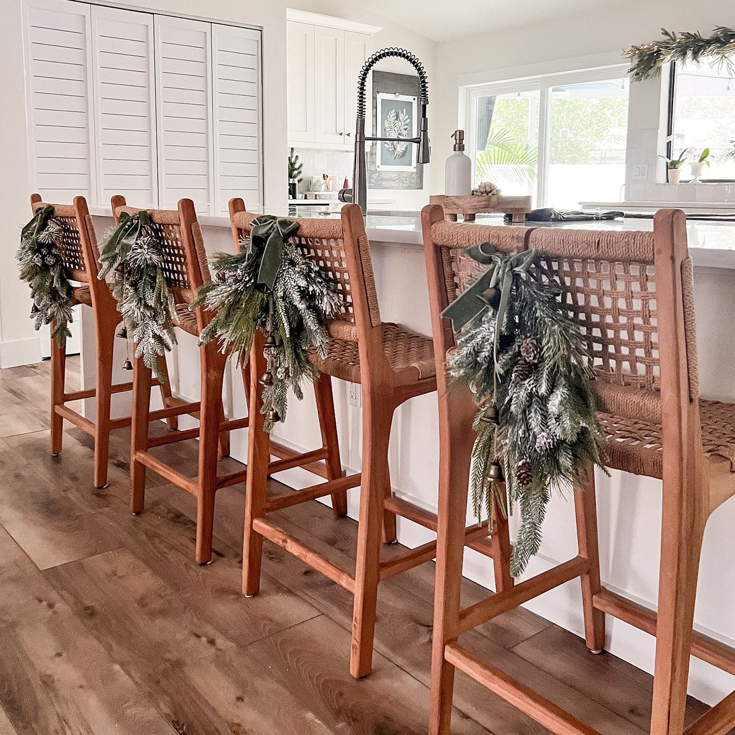 Decor Hut| Cypress Winter Swag with Bells and Velvet Bow