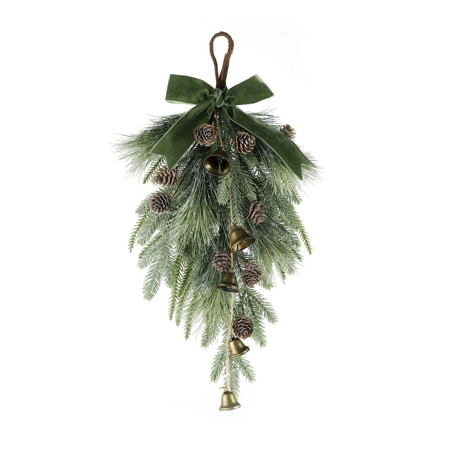 Decor Hut| Cypress Winter Swag with Bells and Velvet Bow