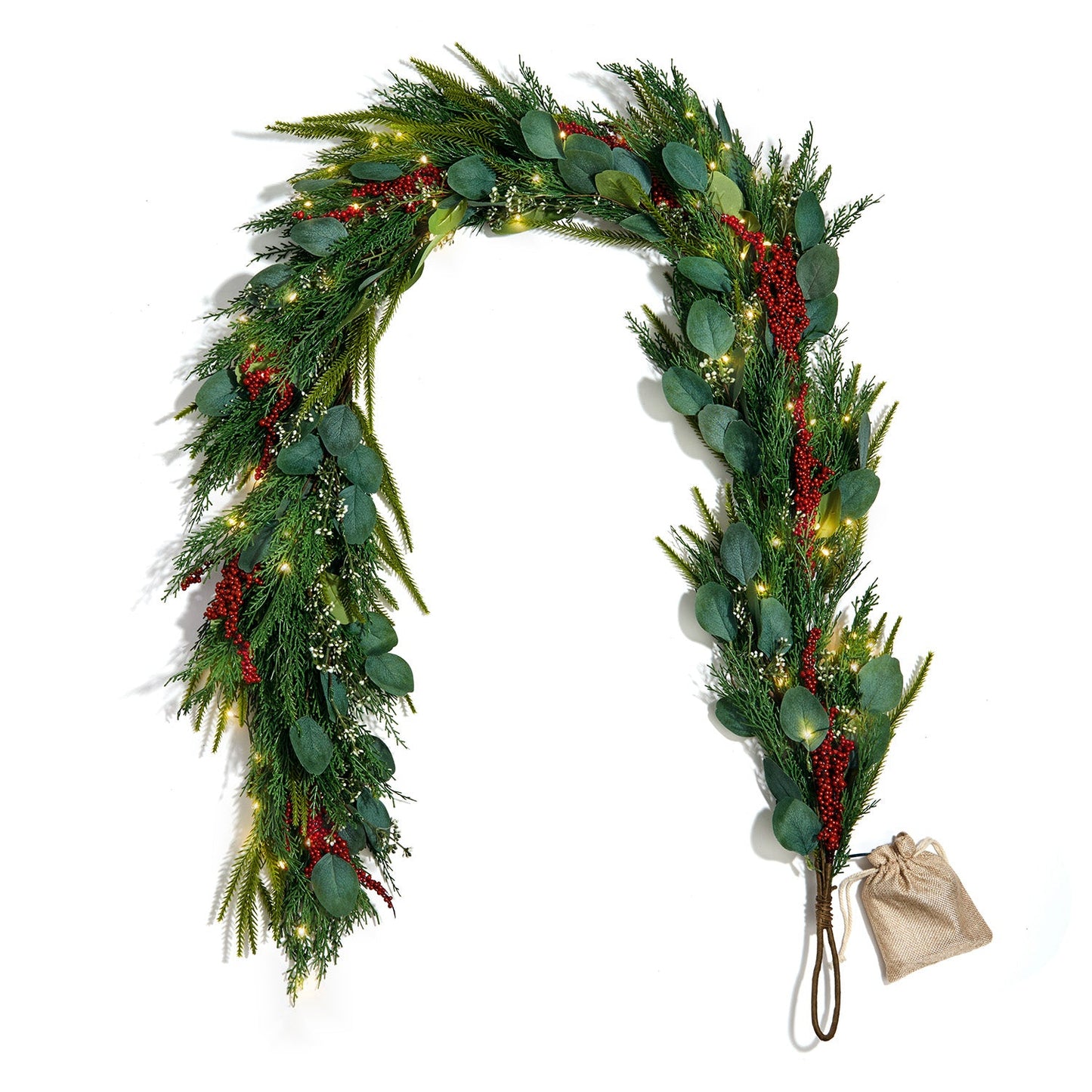 Decor Hut| Winterberry and Greenery Garland with 100 LEDs