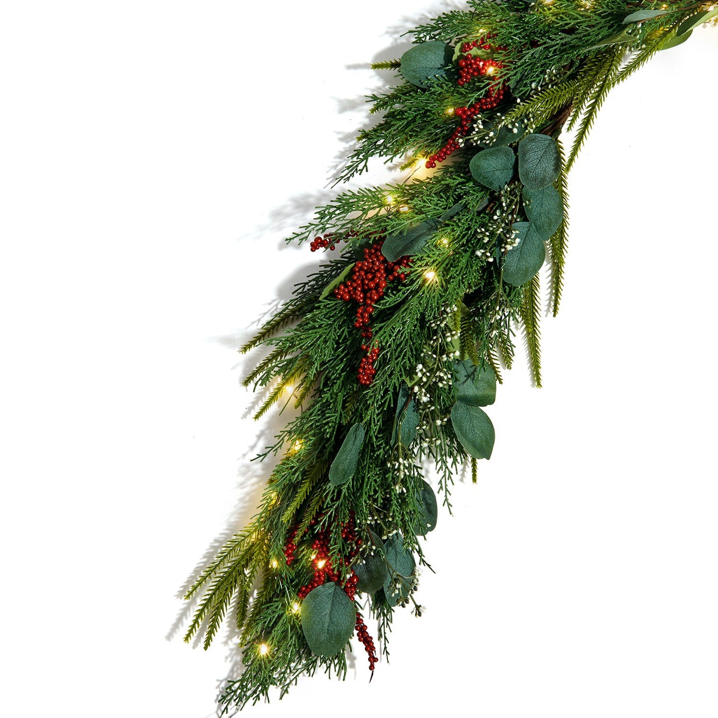 Decor Hut| Winterberry and Greenery Garland with 100 LEDs