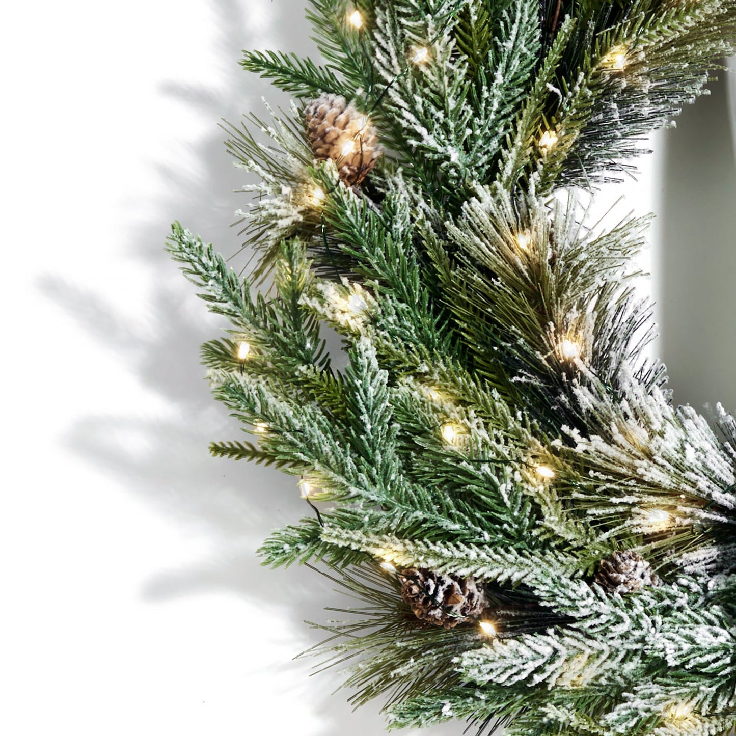 Decor Hut| Cypress Winter Wreath with 100 LEDs and Velvet Bow